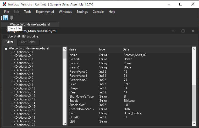 WeaponInfo_Main.release.bymlを保存