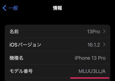 リブート後も設定が反映され、モデル番号の末尾が「LL/A」となっている